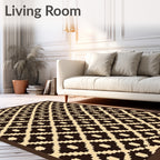 Brown Beige Diamond Geometric Pattern Rug