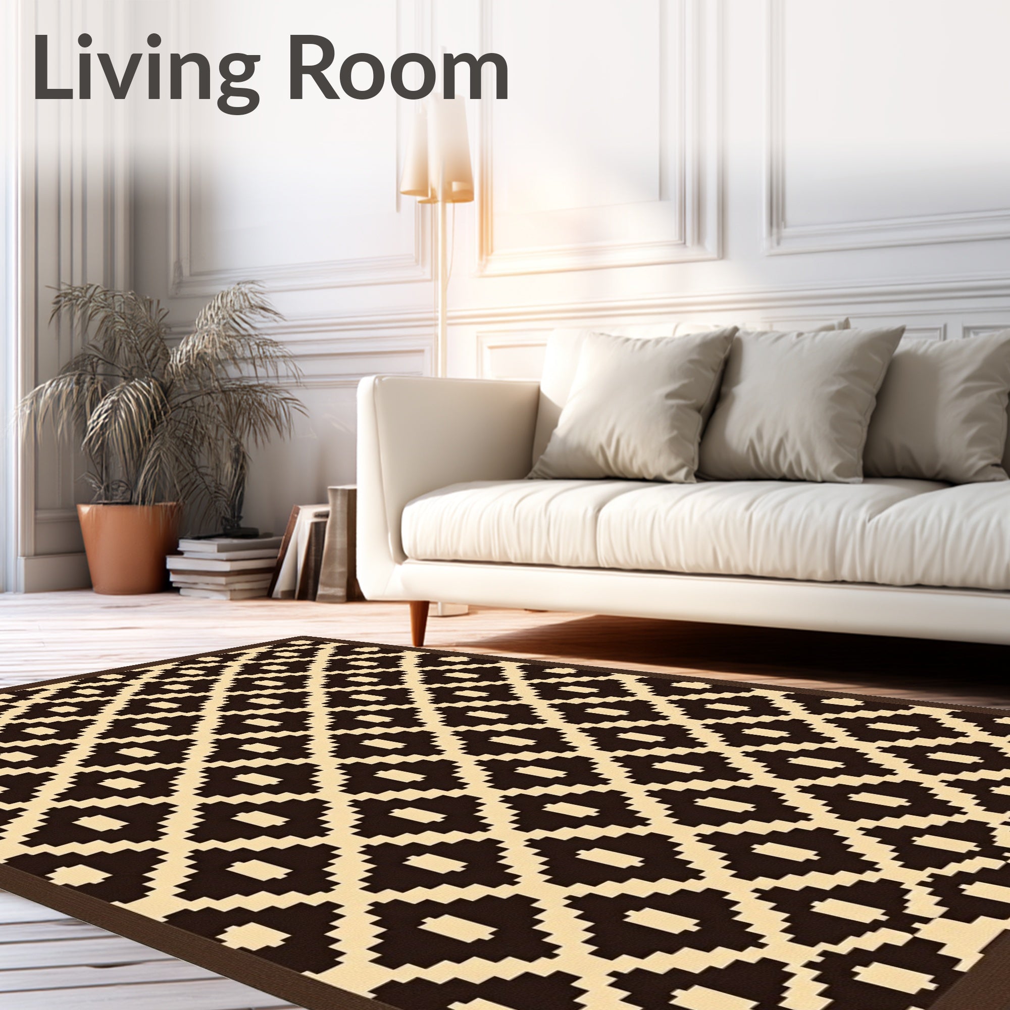 Brown Beige Diamond Geometric Pattern Rug