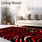 Bold Red Wave Pattern Rug