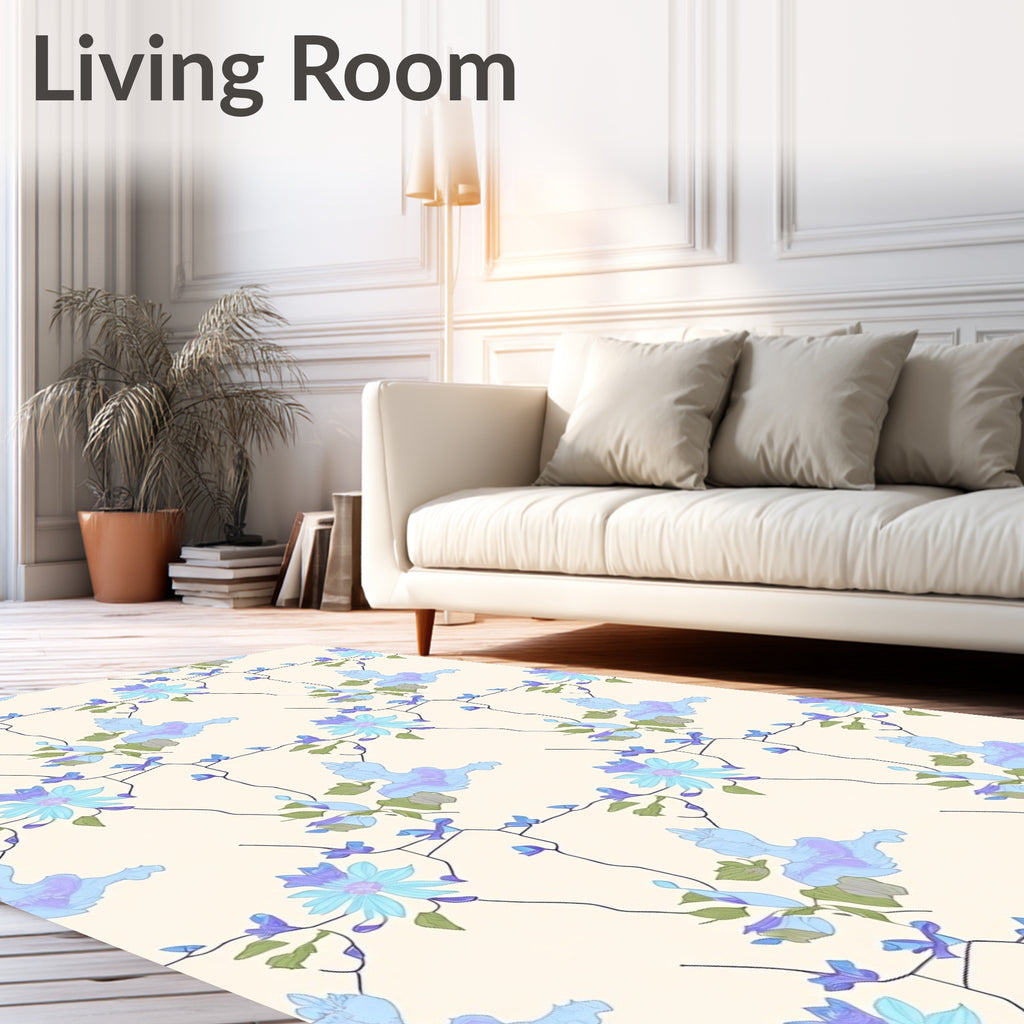 Pastel Floral Vine Pattern Rug