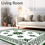 Dark Green Floral Medallion Pattern Rug
