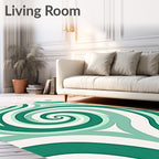 Swirling Abstract Teal Pattern Rug