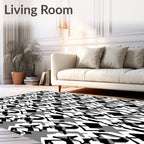 Monochrome Abstract Geometric Pattern Rug