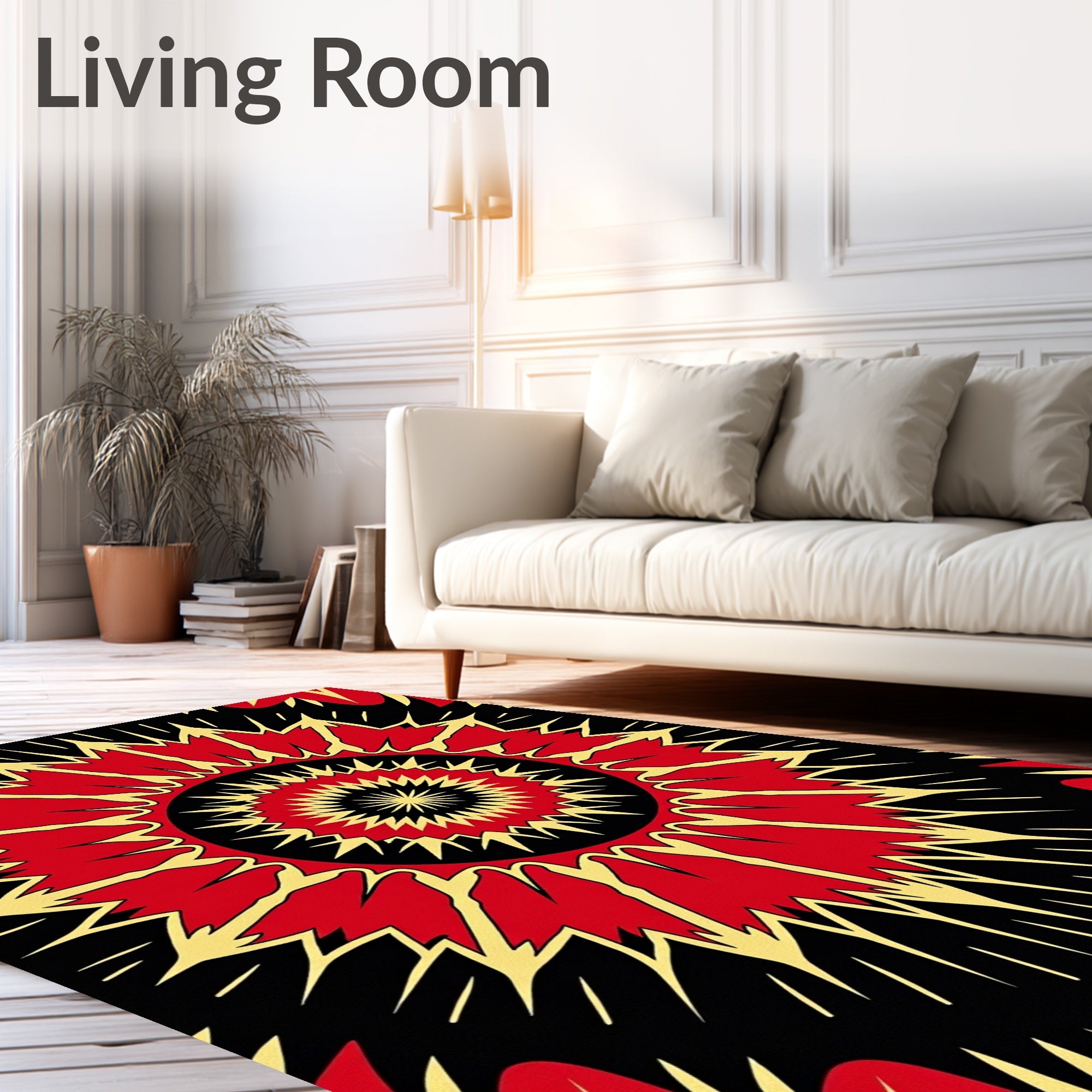 Radiant Sunburst Geometric Pattern Rug