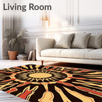 Radiating Sunburst Geometric Pattern Rug
