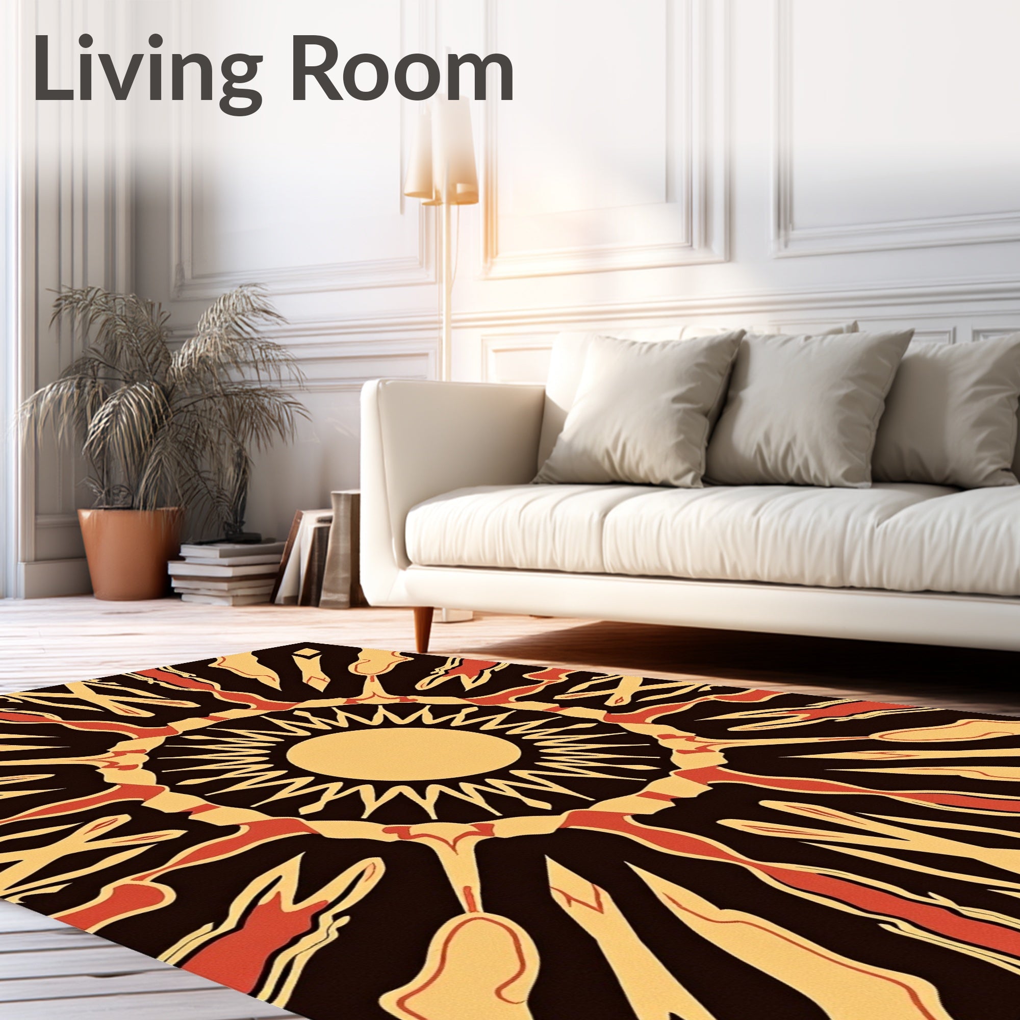 Radiating Sunburst Geometric Pattern Rug