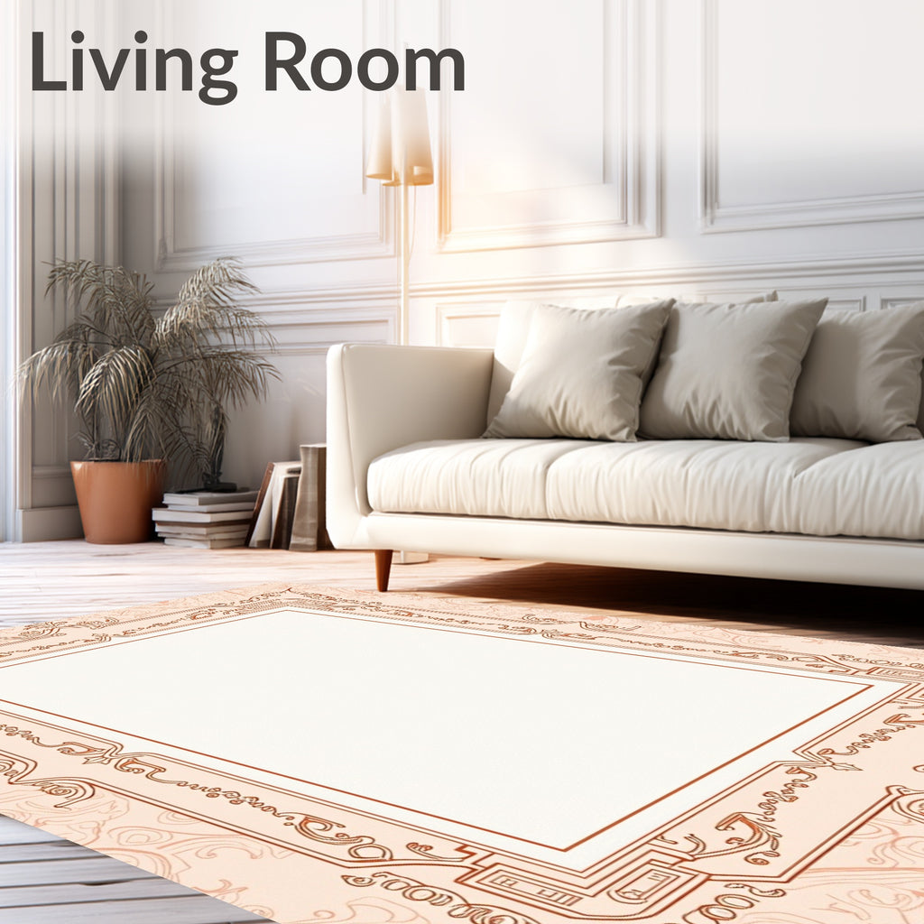 Ornate Floral Geometric Border Design Rug