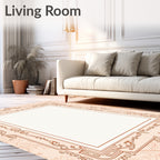 Ornate Floral Geometric Border Design Rug