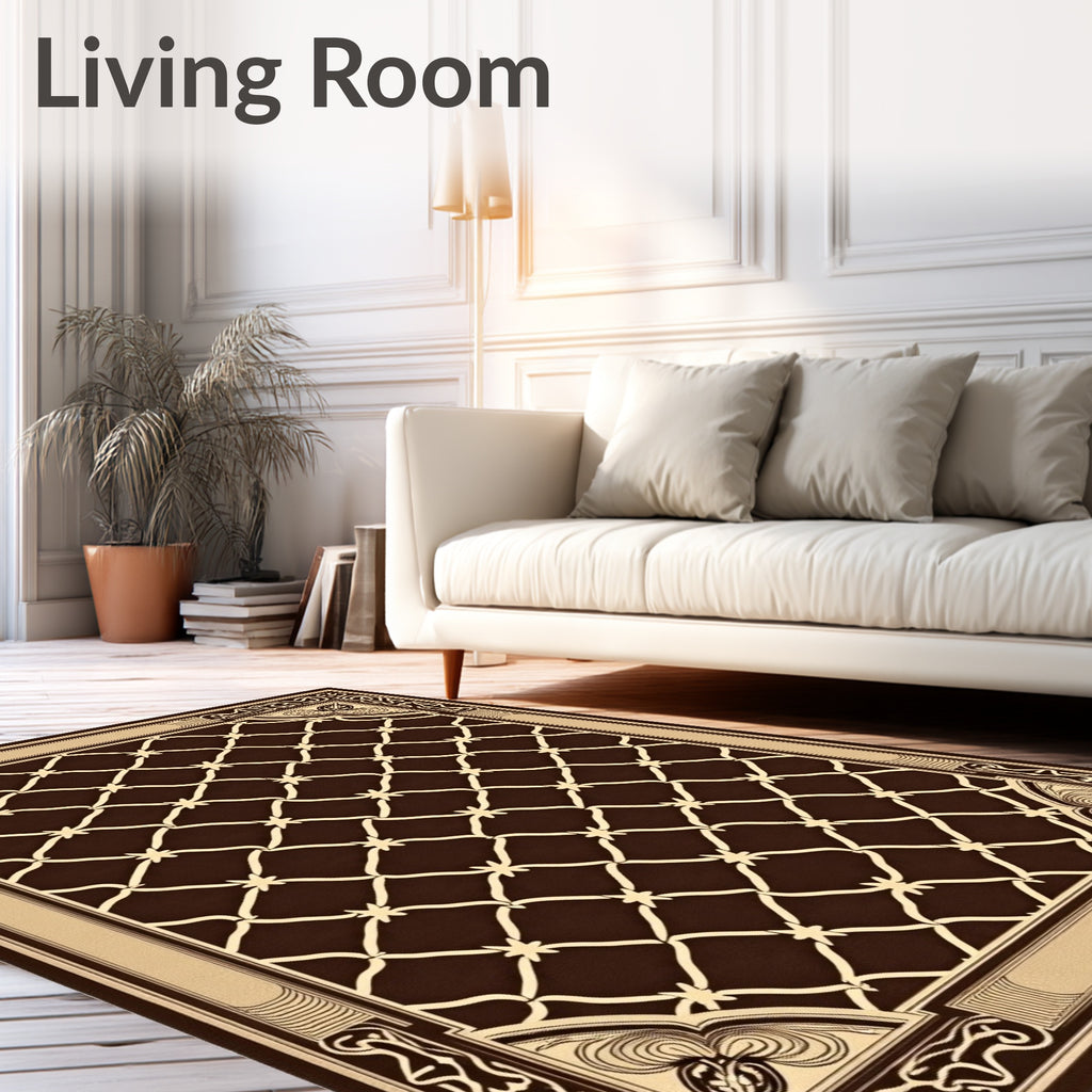 Geometric Lattice With Ornate Borders Rug