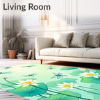 Dragonfly And Lotus Flower Pattern Rug