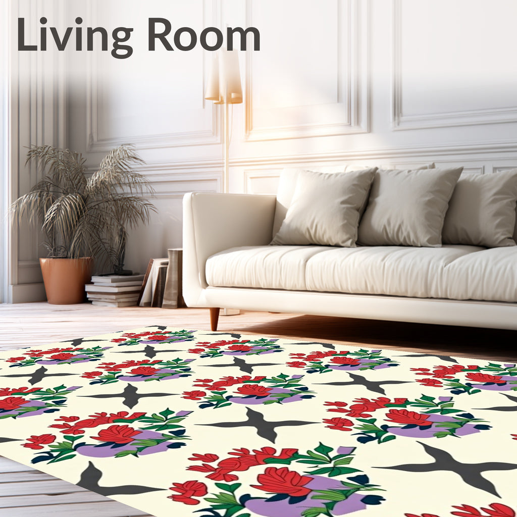 Traditional Red Floral Pattern With X Motif Rug