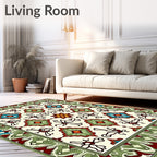 Ornate Floral Geometric Tiled Design Rug