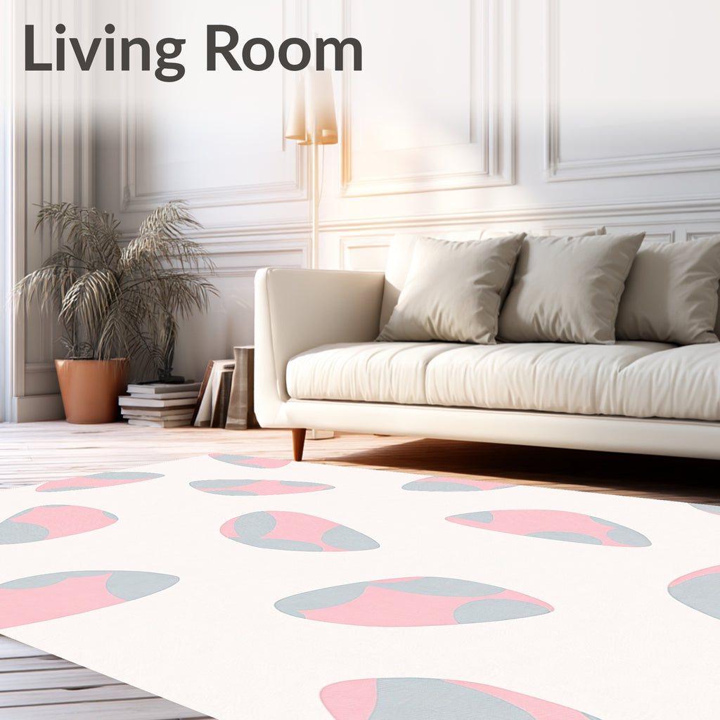 Soft Pink Blue Abstract Shapes Rug
