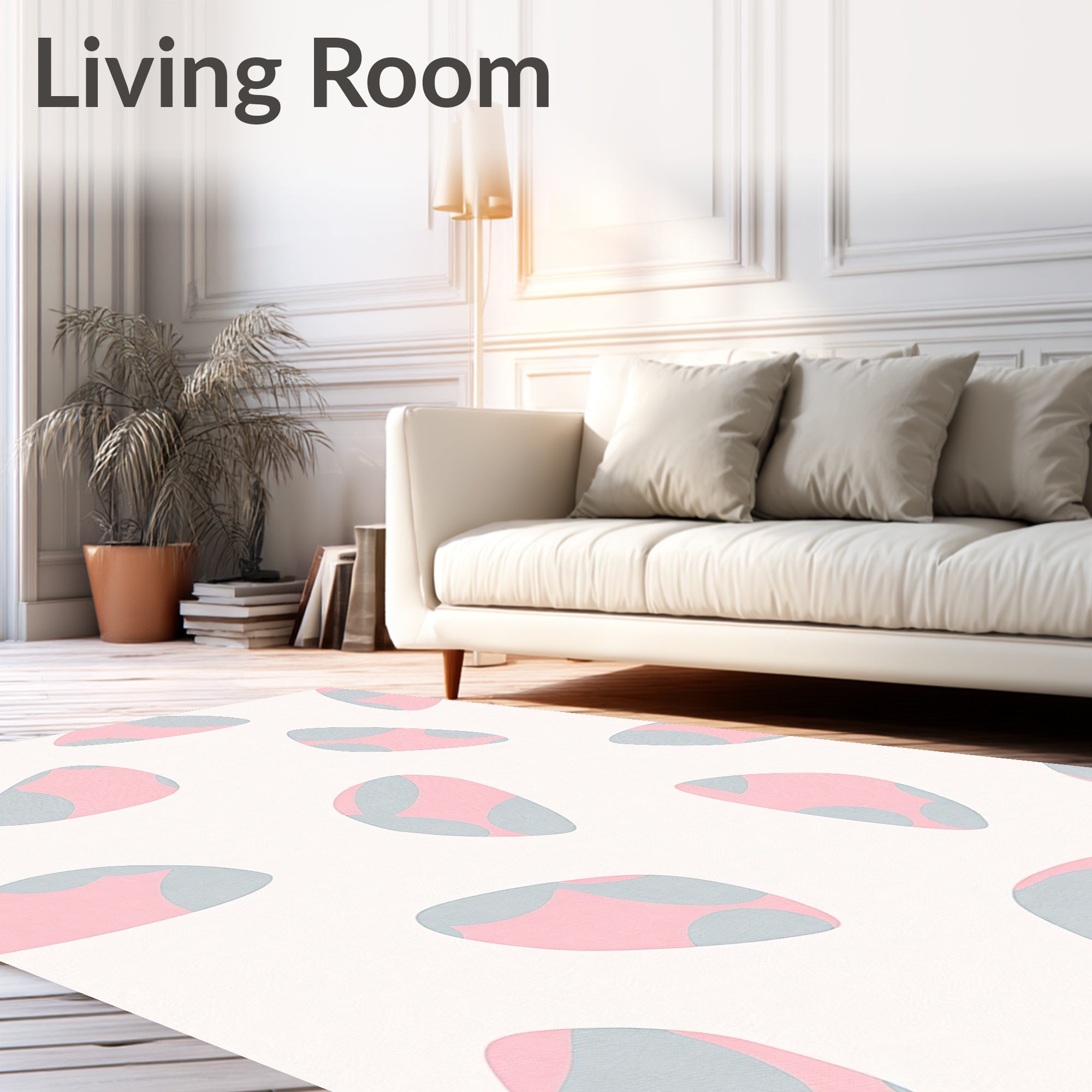 Soft Pink Blue Abstract Shapes Rug
