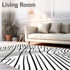 Bold Black Intersecting Lines Pattern Rug