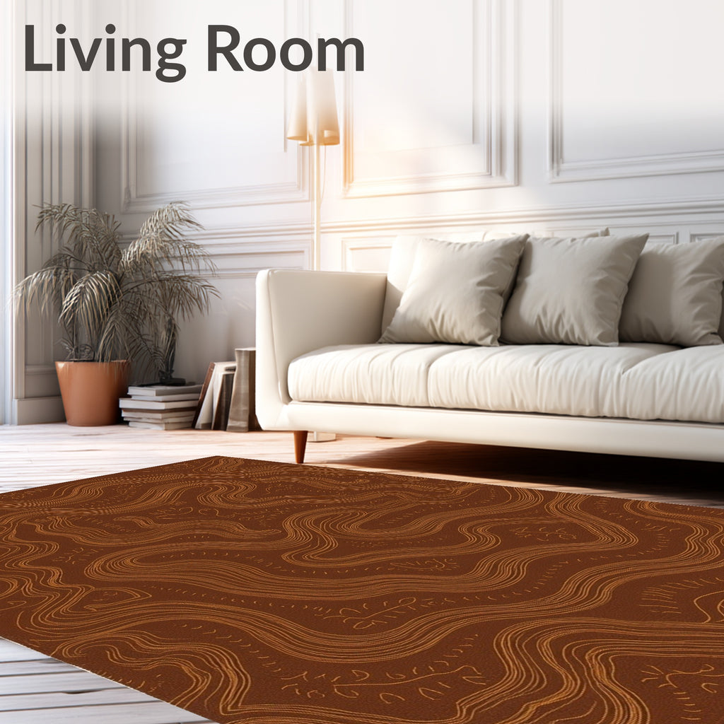 Abstract Earthy Swirl Pattern Rug