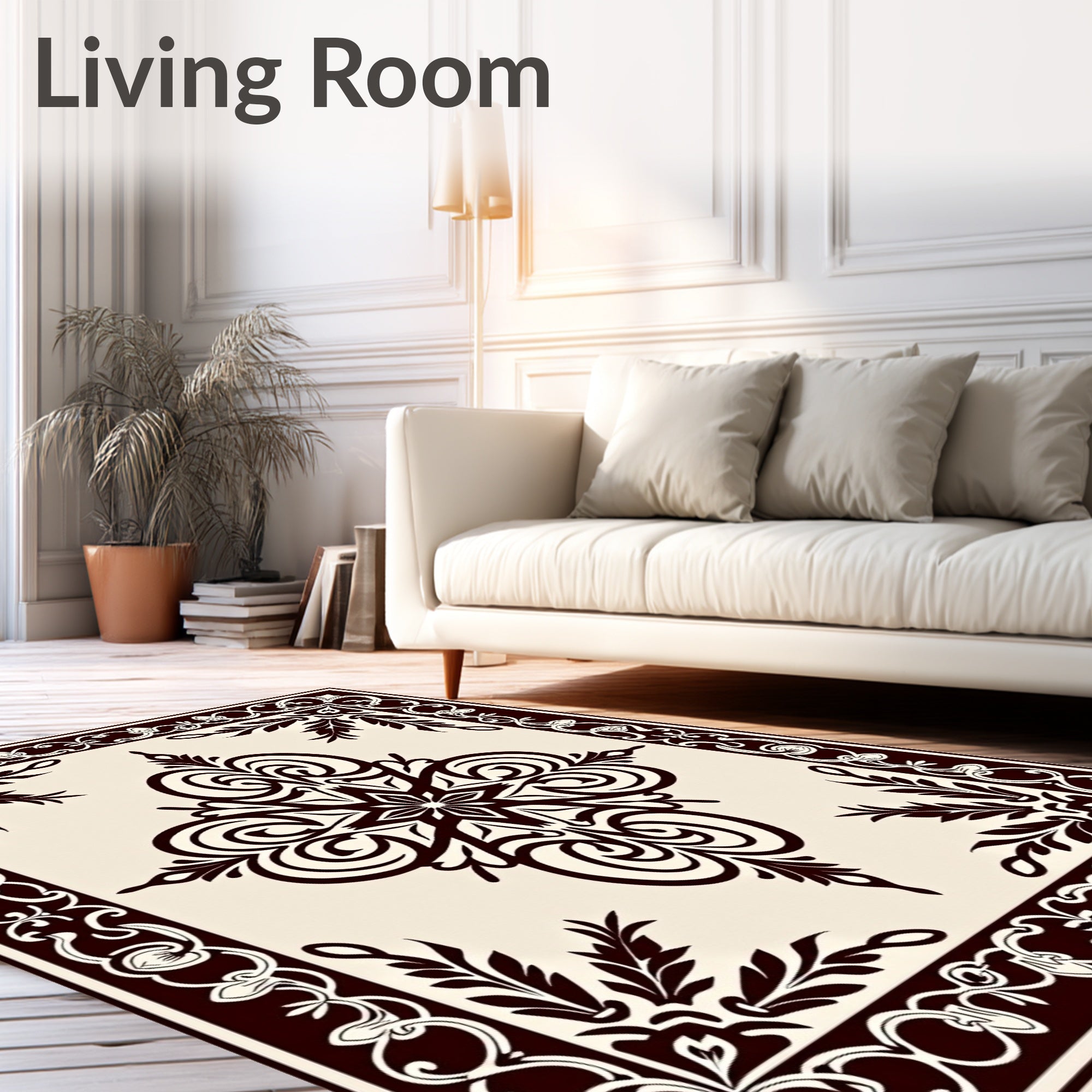 Classic Scrollwork Foliage Medallion Design Rug