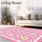Pink Floral Lattice Pattern Rug