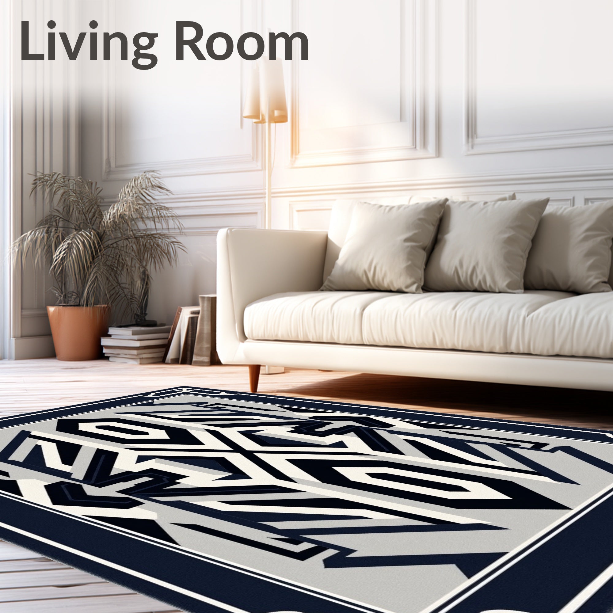 Monochromatic Geometric Art Deco Rug