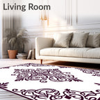 Ornate Corner Scrollwork Pattern Rug