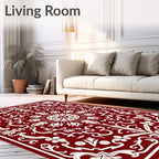Detailed Floral Medallion Vine Pattern Rug