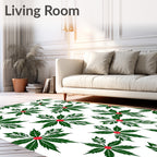 Green Red Poinsettia Leaf Star Rug