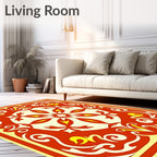 Radiant Red Yellow Medallion Motif Rug