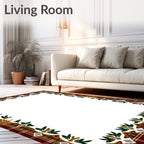 Deep Red Plaid Laurel Frame Rug