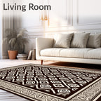 Classic Damask Patterned Contrasting Rug