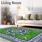 Green Mandala Floral Pattern Rug