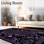 Whimsical Purple Abstract Swirl Pattern Rug
