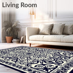 Ornate Floral Scrollwork Classic Design Rug
