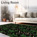 Green Evergreen Pine Stars Meadow Rug