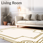 Gold Art Deco Geometric Frame Rug
