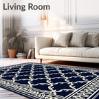 Ornate Lattice Border Geometric Design Rug