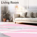 Pink Gray White Wavy Stripes Rug