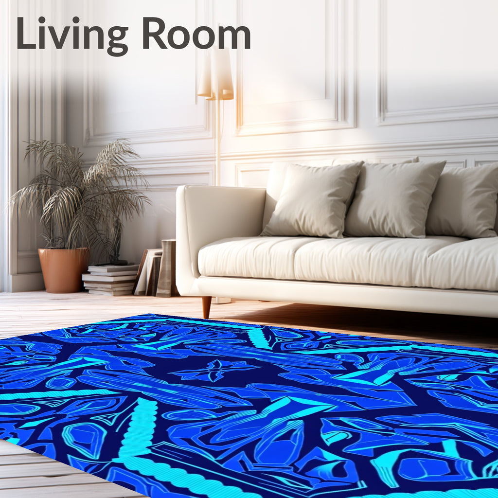 Geometric Blue Abstract Statement Rug