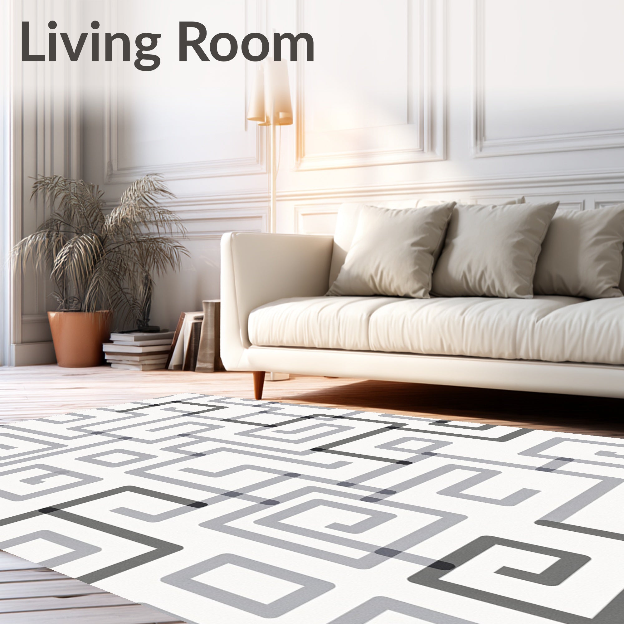 Geometric Maze Patterned Design Rug