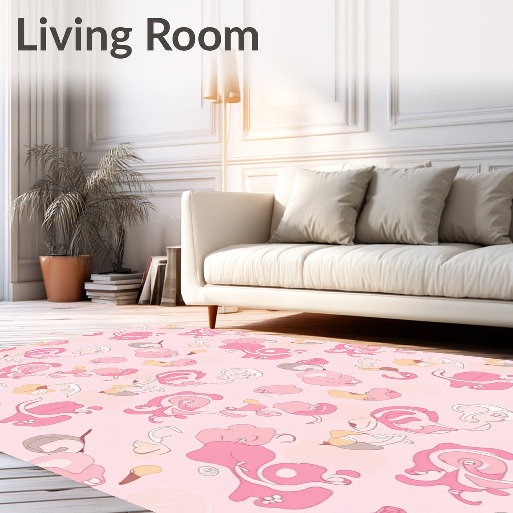 Abstract Pink Swirls Shapes Rug