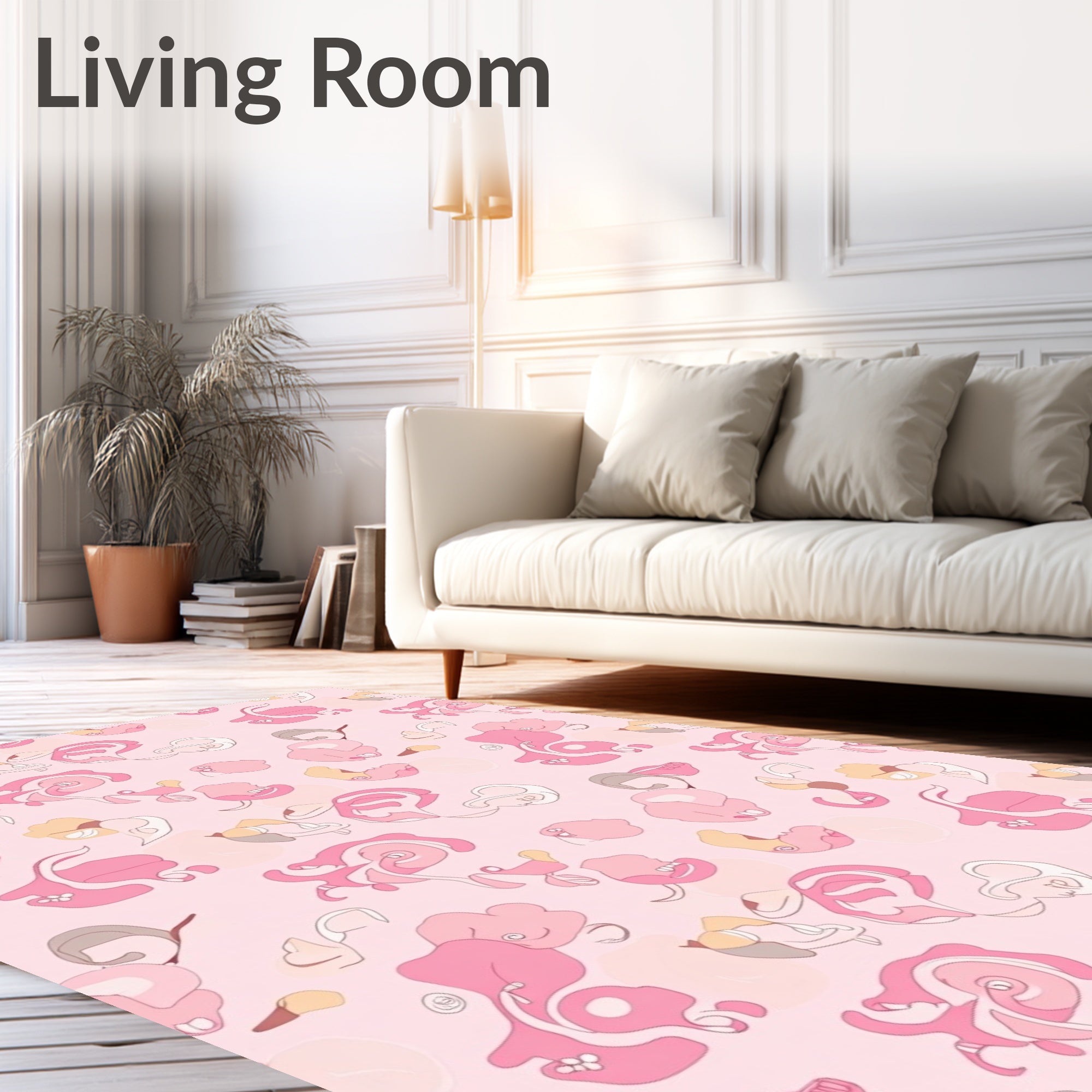 Abstract Pink Swirls Shapes Rug