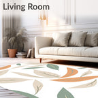 Abstract Leaf Patterns with Earth Tones Rug
