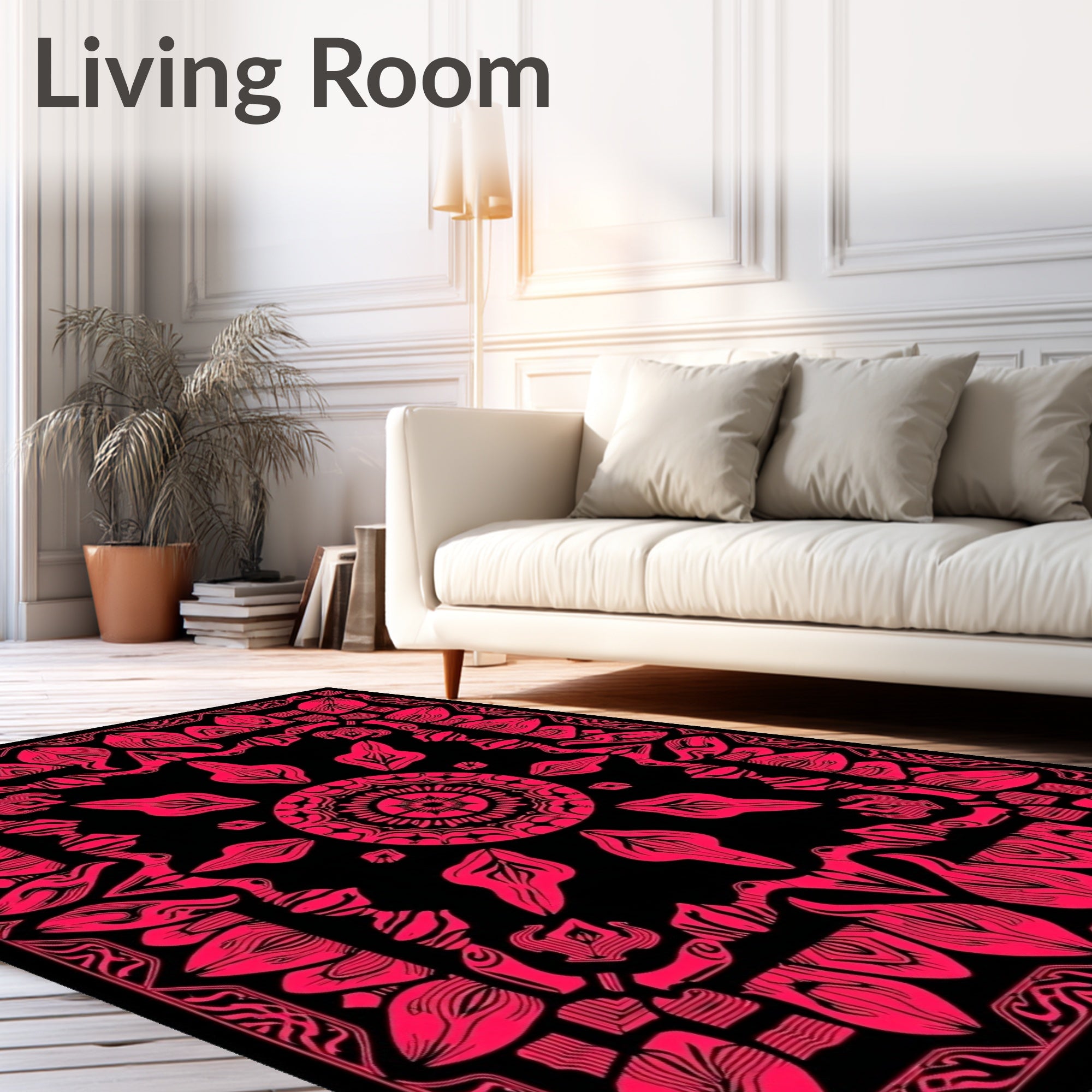 Vibrant Floral Mandala Patterned Rug