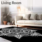 Intricate White Lace Mandala Pattern Rug