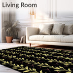Yellow Botanical Vine Lattice Pattern Rug