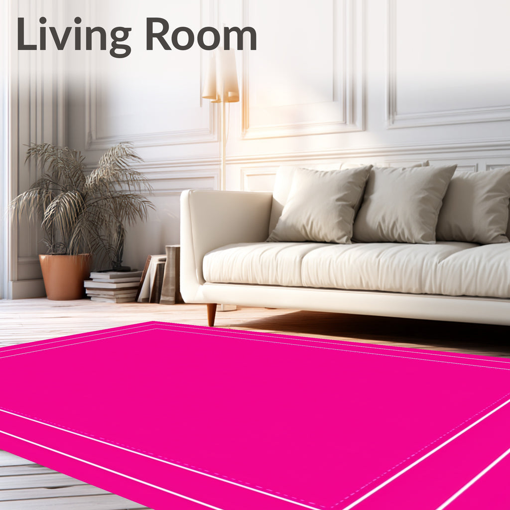 Vibrant Pink Geometric Border Rug