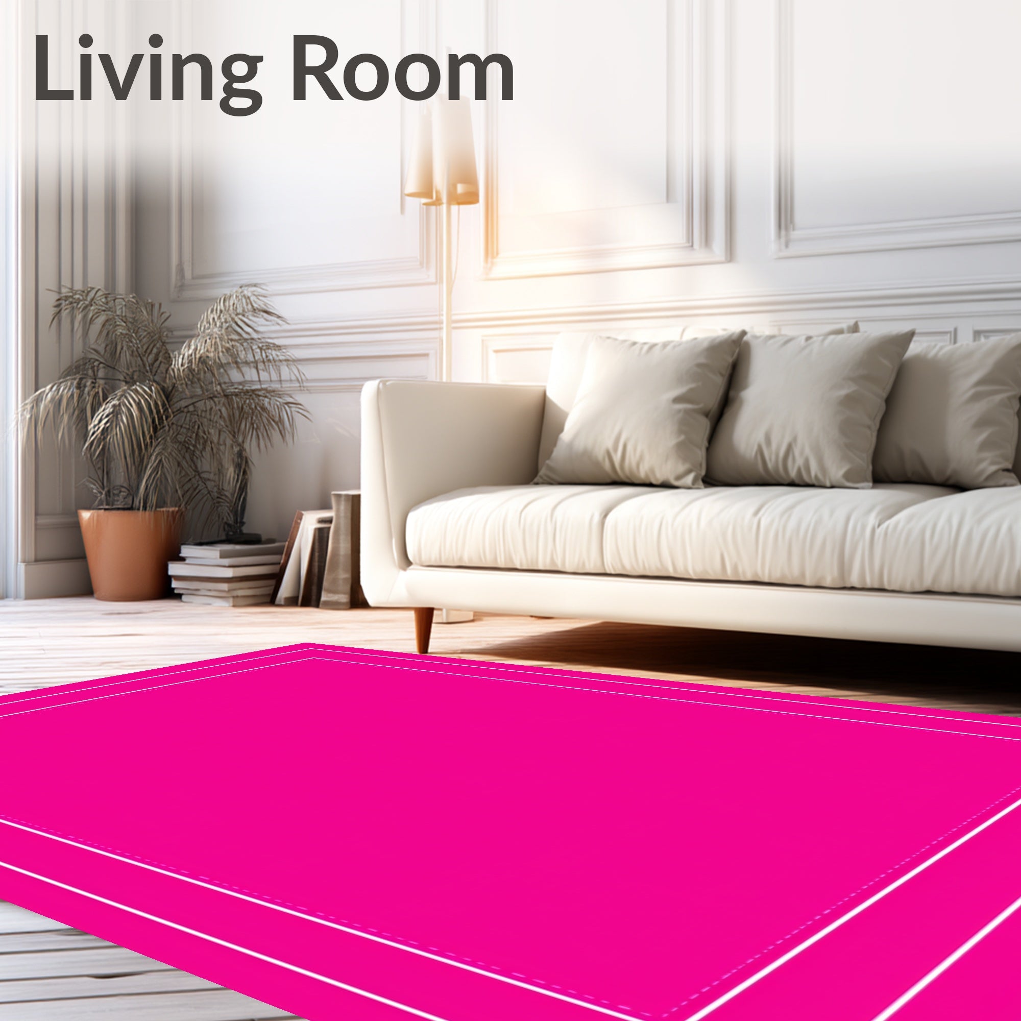 Vibrant Pink Geometric Border Rug