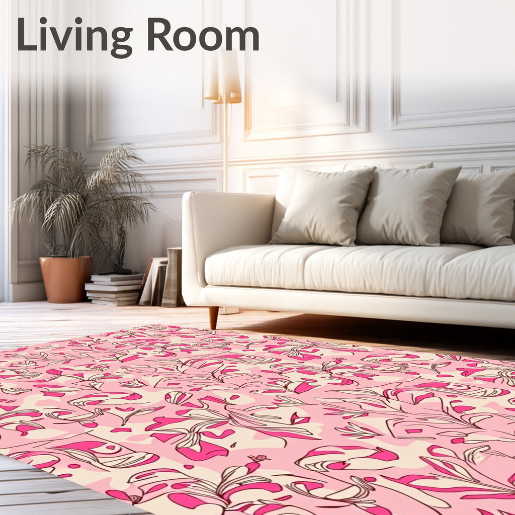 Abstract Floral Line Art Pattern Rug