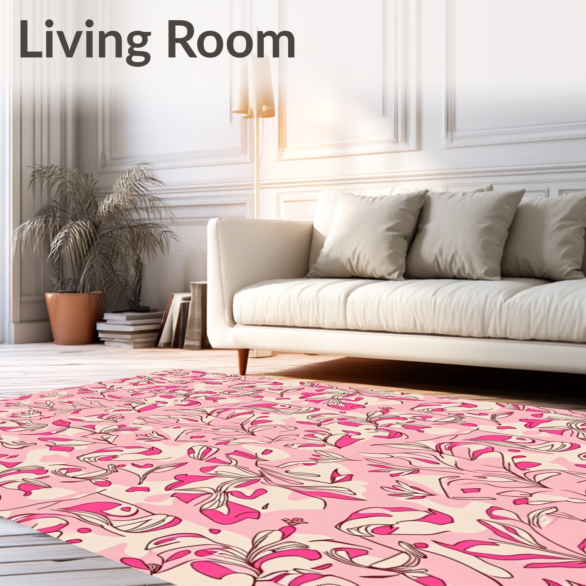 Abstract Floral Line Art Pattern Rug