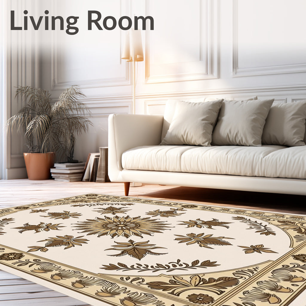 Vintage Floral Sunburst Mandala Design Rug