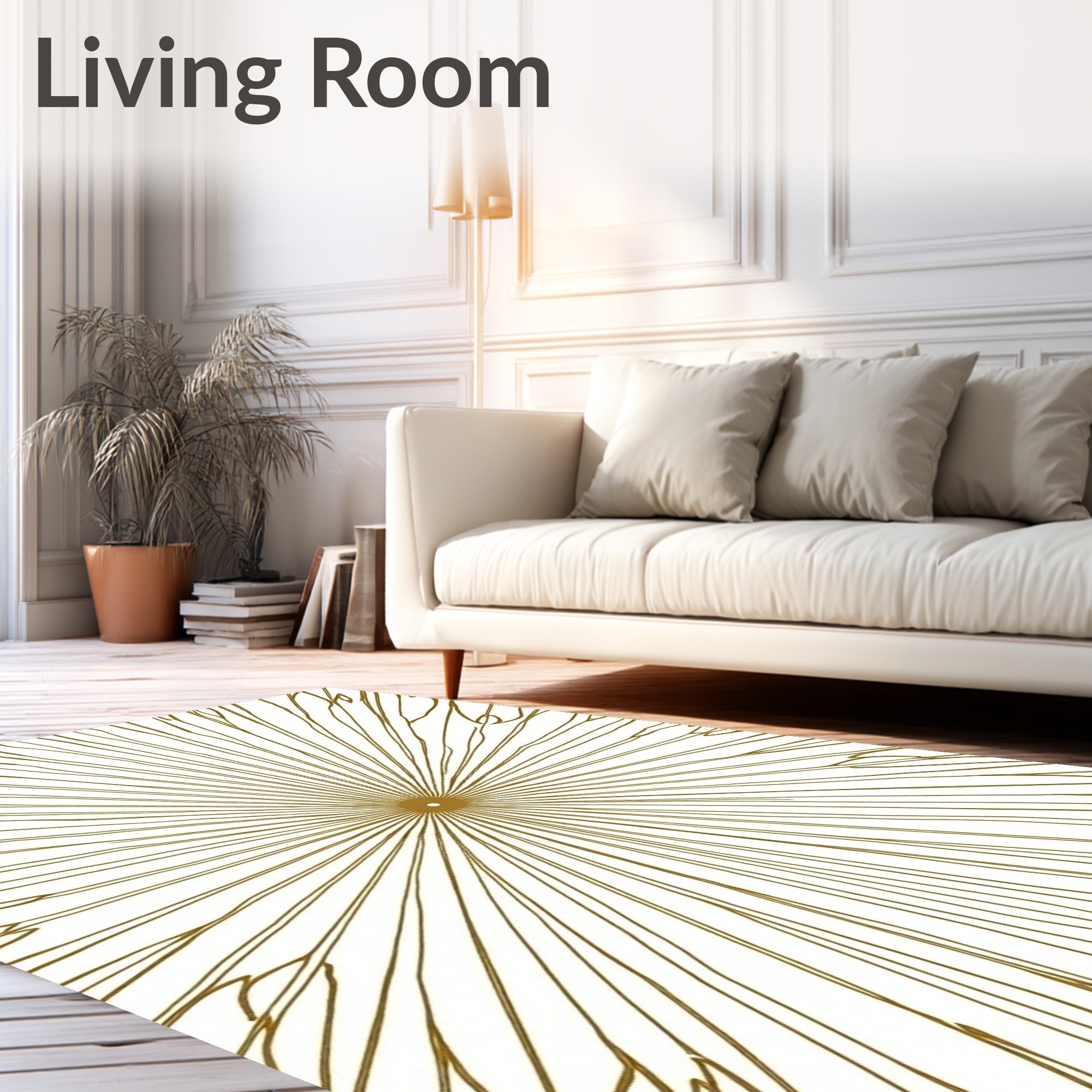 Radiant Starburst Detailed Line Art Design Rug